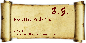 Bozsits Zoárd névjegykártya